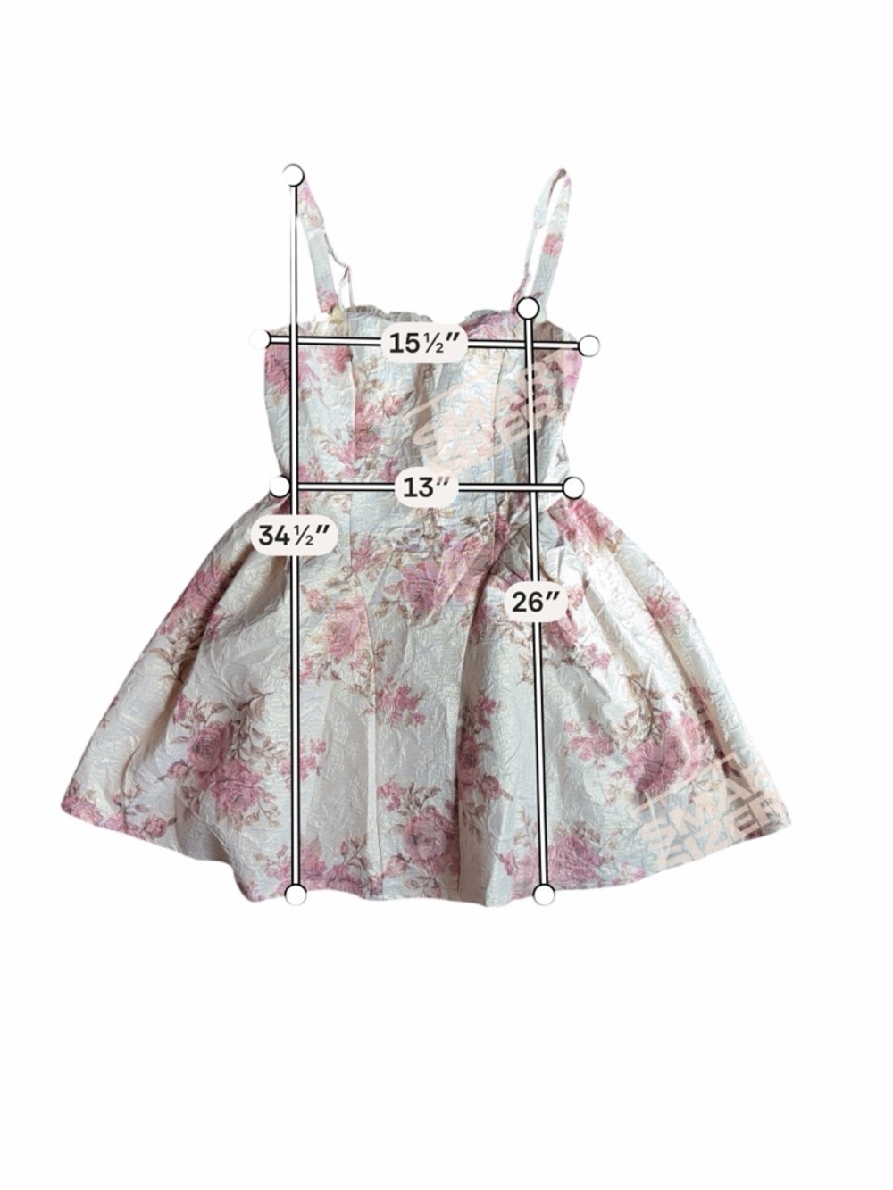 Francesca’s Amelia Floral Jacquard Mini Dress Small Fairycore Cottage Bow NWT - Picture 10 of 14